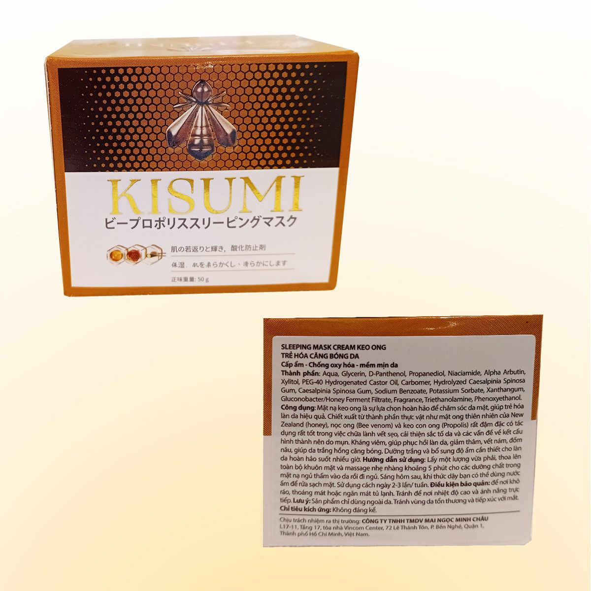 Mặt nạ ngủ keo ong Kisumi 50g giúp trẻ hóa da mờ thâm nám