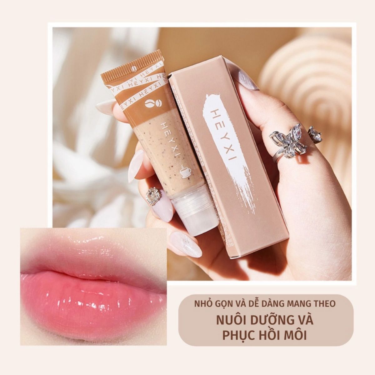 Tẩy tế bào chết môi Heyxi Cà phê 15g tẩy da chết hiệu quả, dưỡng môi mềm mại - A85