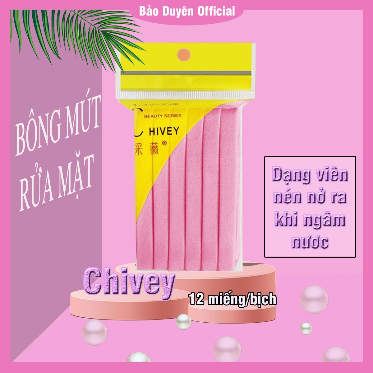 Sét 12 Miếng Bông Mút Nở Rửa Mặt Chivey - U93