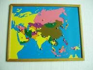 PREMIUM Asia Puzzle Map With BEECHWOOD FRAME