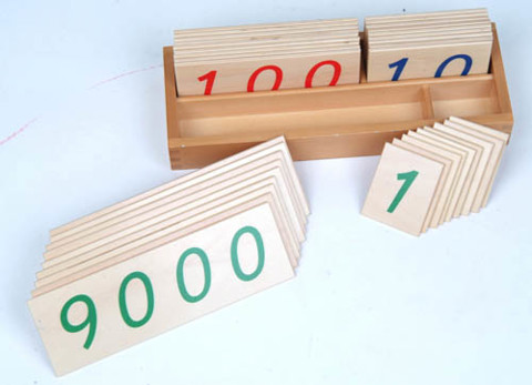 Các thẻ số từ 1 đến 9000 cỡ nhỏ<br>Small Wooden Number Cards With Box 1 9000