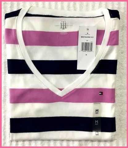 A 07 - ÁO THUN NỮ " TOMMY HILFIGER " cổ tim size S & M