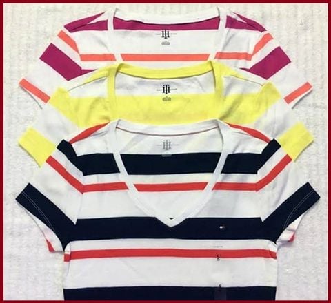 A 03 - ÁO THUN NỮ " TOMMY HILFIGER " cổ tim size S & M