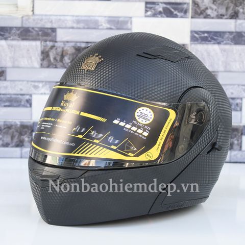 Nón Fullface lật cằm Royal M179 – 2 kính bảo hộ, màu đen carbon