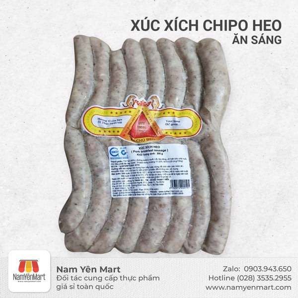  Xúc Xích Chipo Heo Ăn Sáng  500g Ba Chú Beo 