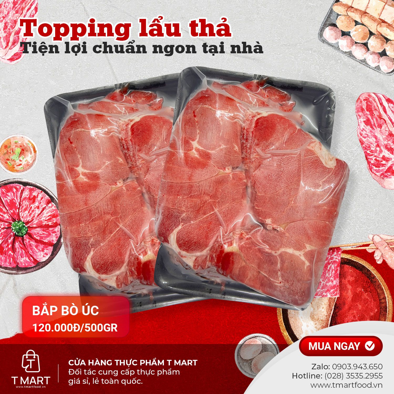  Bắp Bò Úc Cắt Lát 500g 