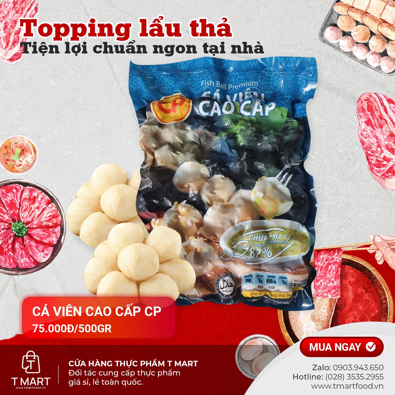  Cá Viên Cao Cấp CP 500g 