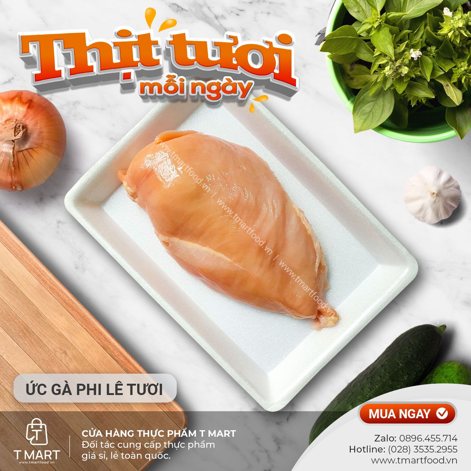  Ức gà phi lê tươi (Giá 1kg - Cân theo yêu cầu từ 400gr) 