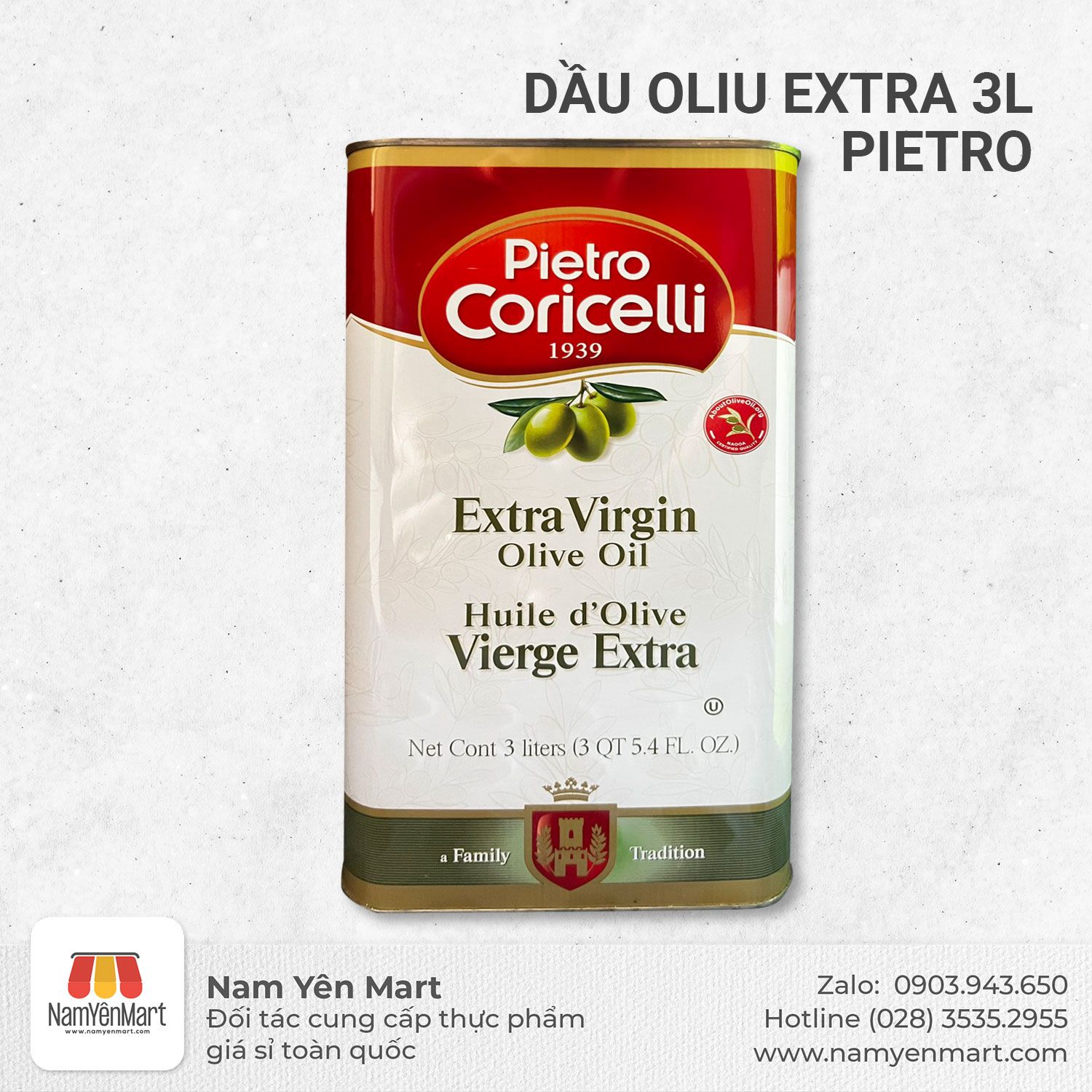  Dầu Oliu Extra 3L Pietro 