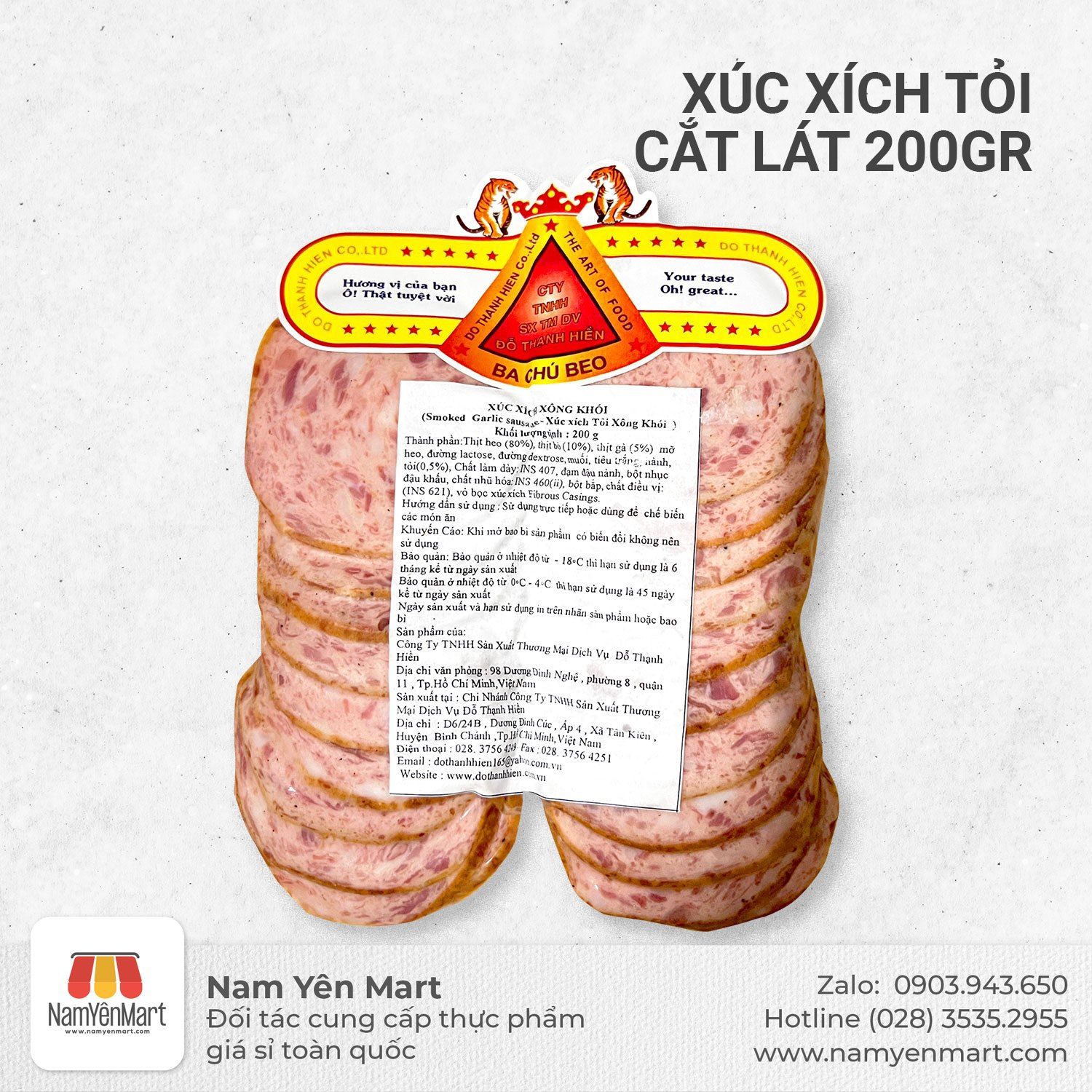 Xúc xích tỏi xông khói cắt lát (200gr)