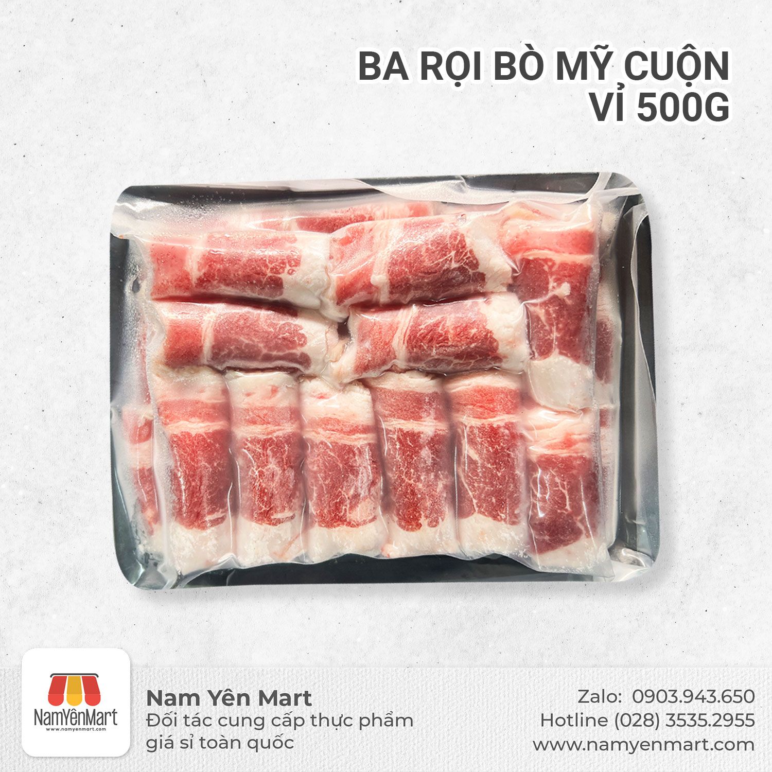 Ba Rọi Bò Mỹ Cuộn Tròn (vỉ 500g)