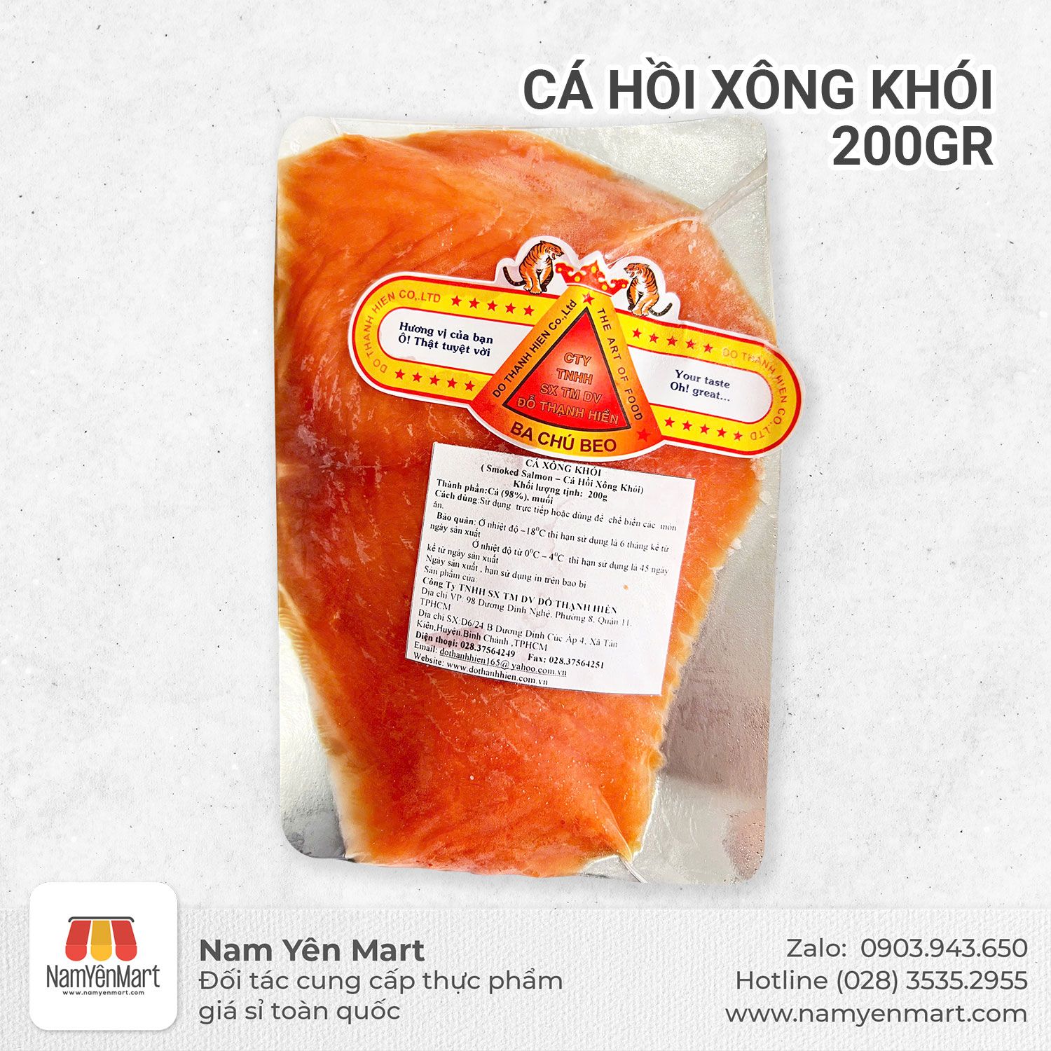 Cá hồi tươi xông khói bao 200g Ba Chú Beo