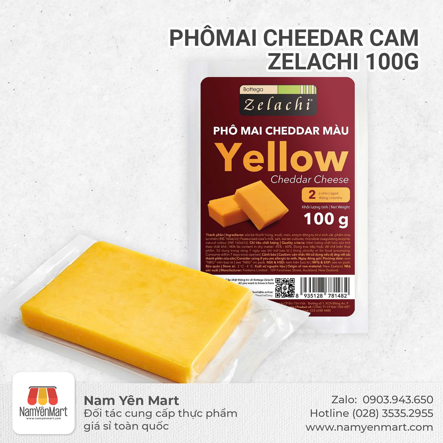 Phômai Cheddar cam Zelachi 100g