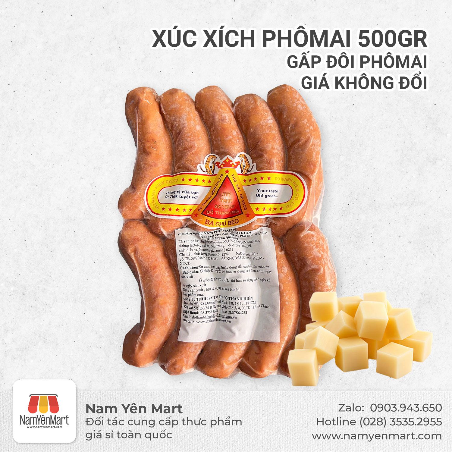 Xúc Xích Phô Mai Xông Khói 10 cây (Gấp đôi Phômai)