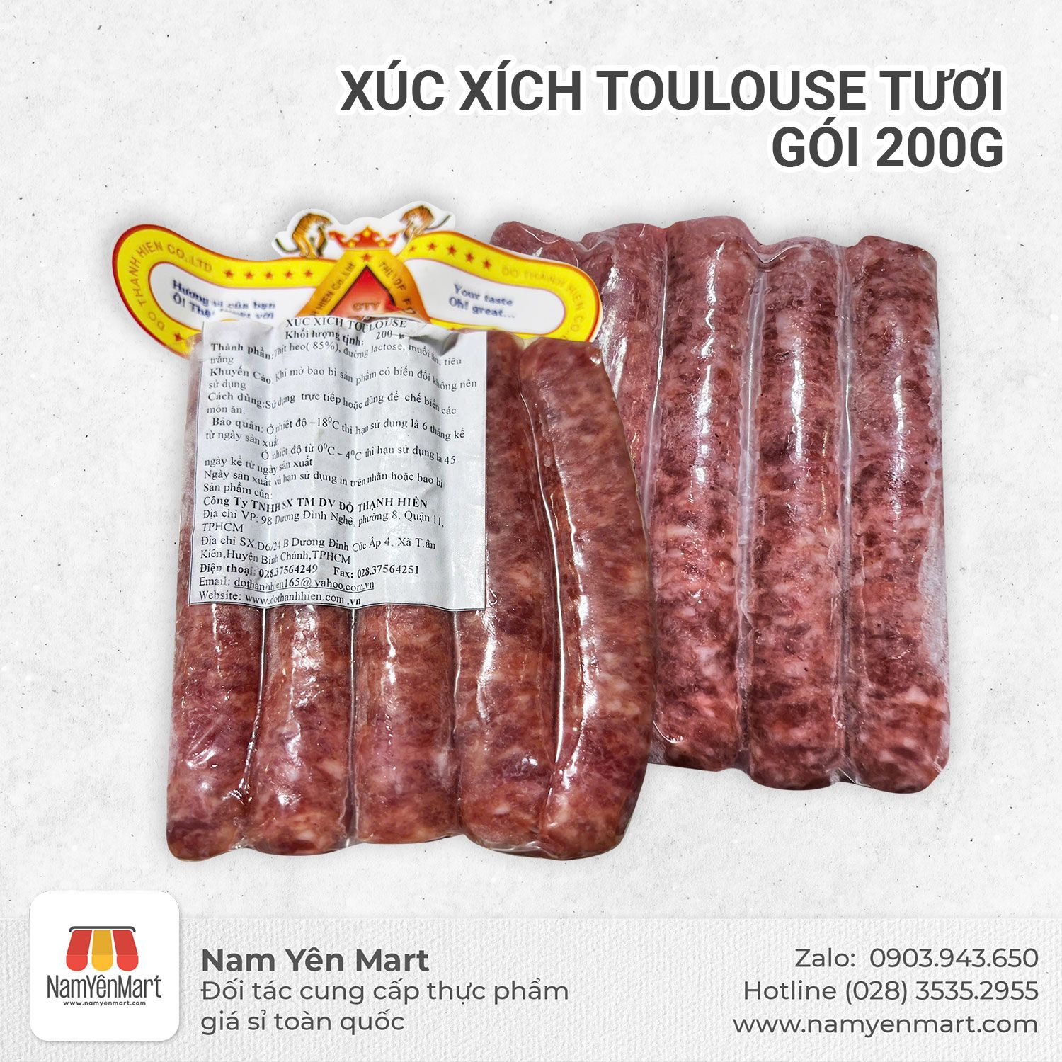 Xúc xích Toulouse tươi (gói 200gr)