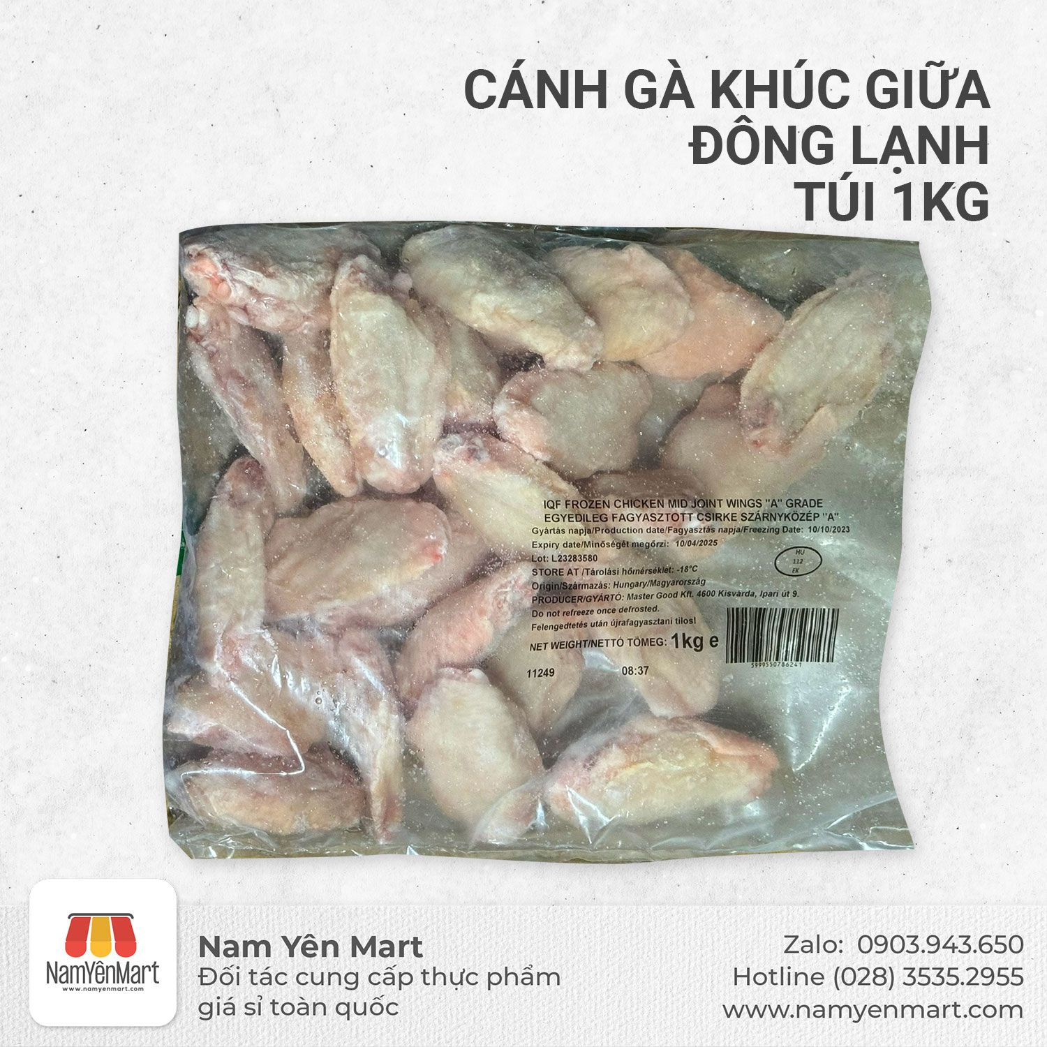  Cánh gà khúc giữa đông lạnh (Túi 1kg) 