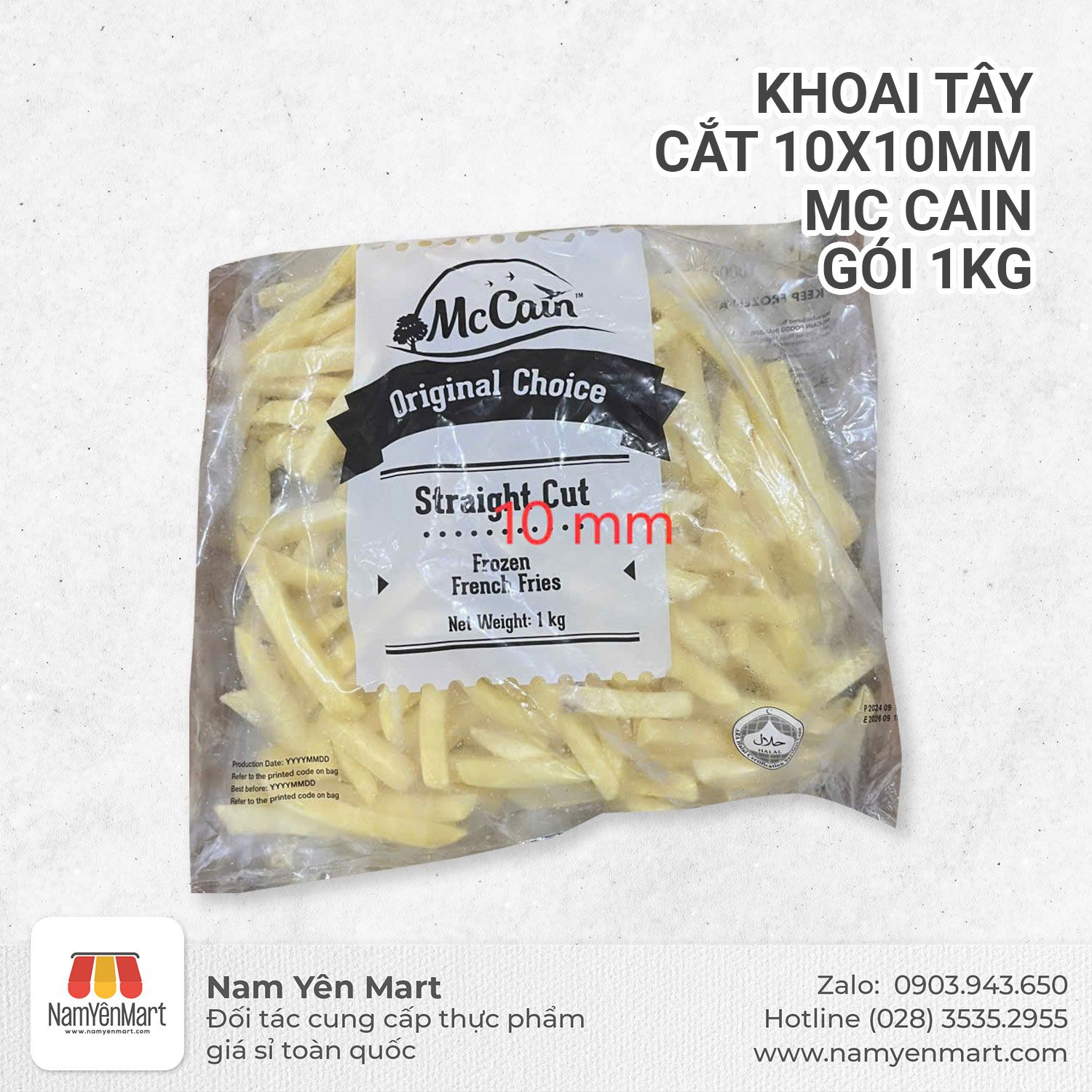Khoai tây cắt 10x10mm Mc Cain gói 1kg