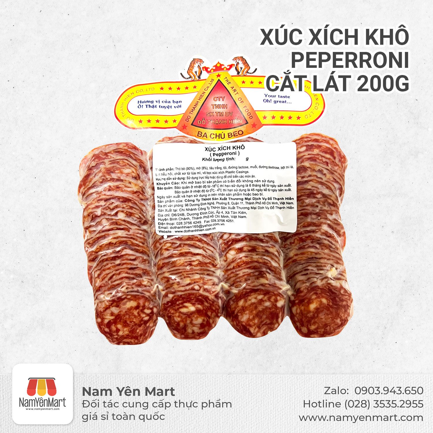 Xúc xích khô Pepperoni cắt lát 200gr Ba Chú Beo