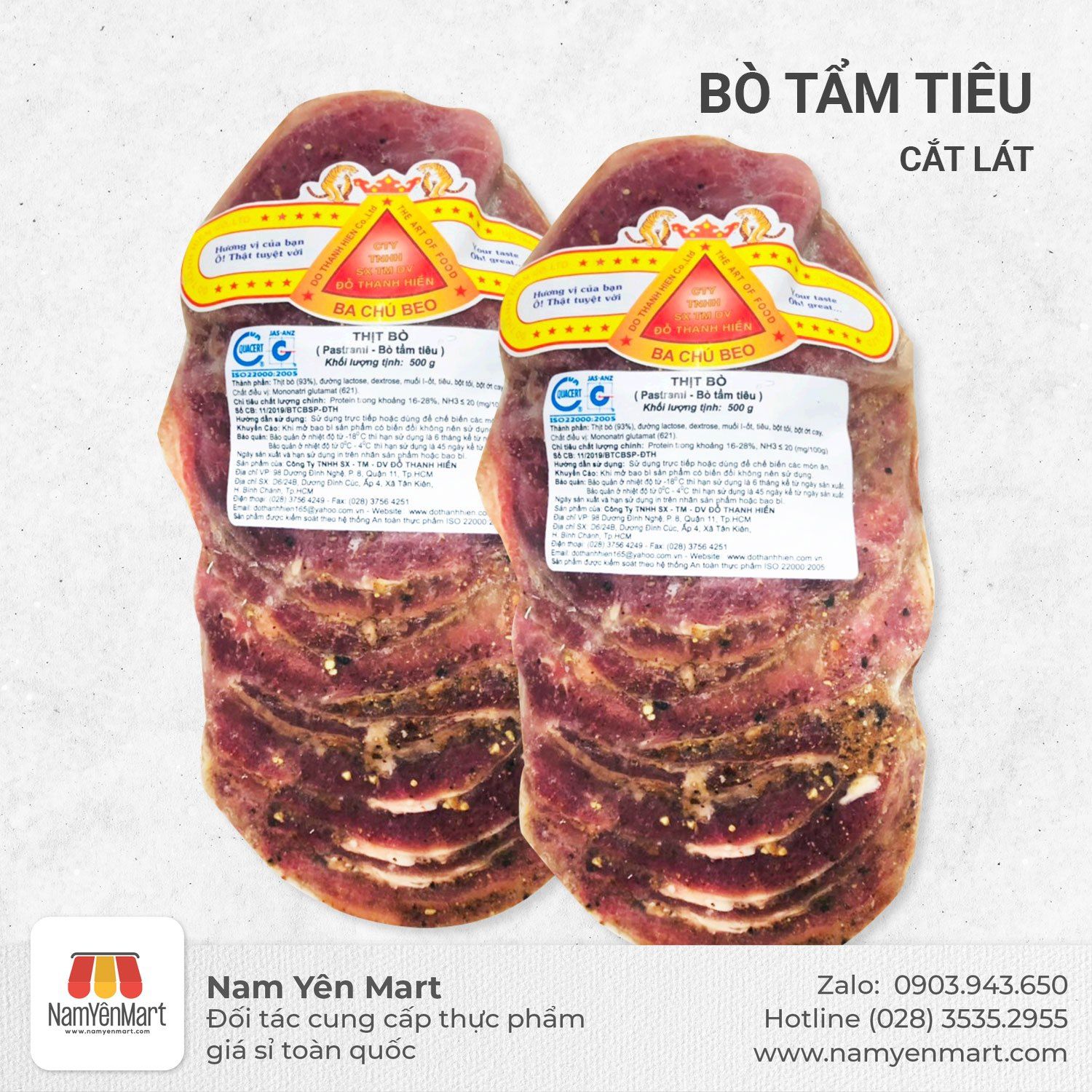 Bò Tẩm Tiêu Cắt Lát 500g Ba CHú Beo