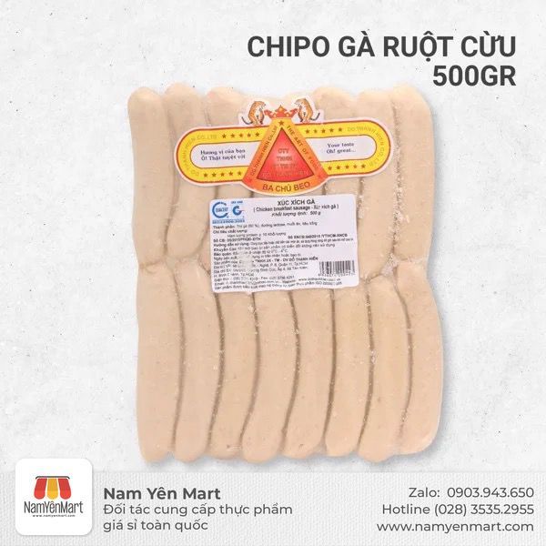  Xúc Xích Chipo Gà Ruột Cừu (500g) Ba Chú Beo 