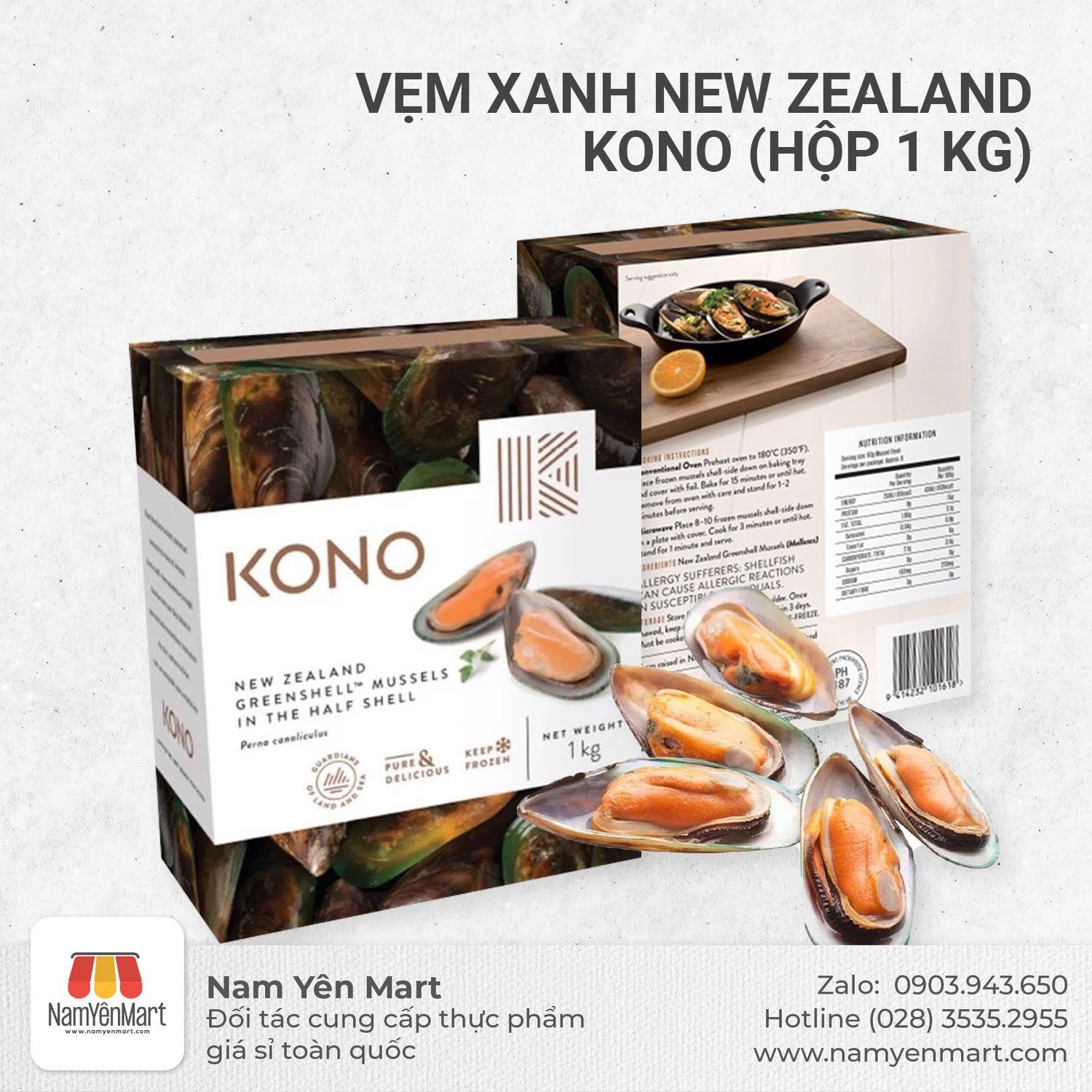  Vẹm xanh New Zealand KONO (hộp 1 Kg) 