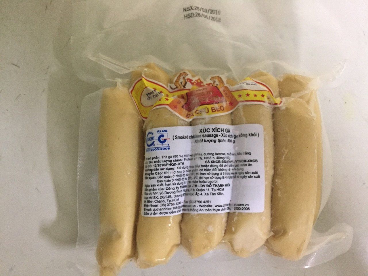Xúc Xích Gà 10 cây/ 500g Ba Chú Beo