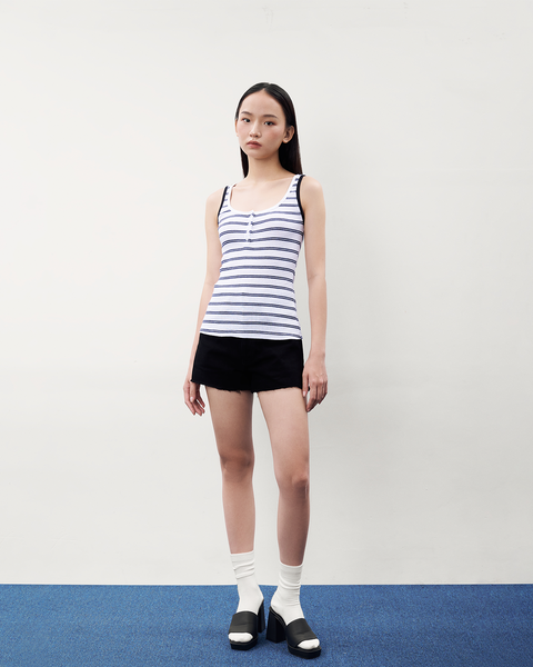 Icon Striped Tank - Navy Blue/White