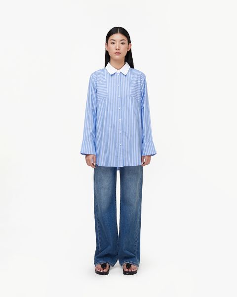 Oversized Patch Shirt - CCR Blue Stripe