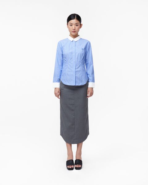 White C Waisted Shirt - CCR Blue Stripe