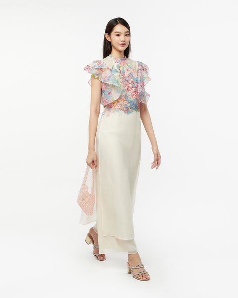 Áo dài 12 Mùa Hoa - Organza Hồng Đào