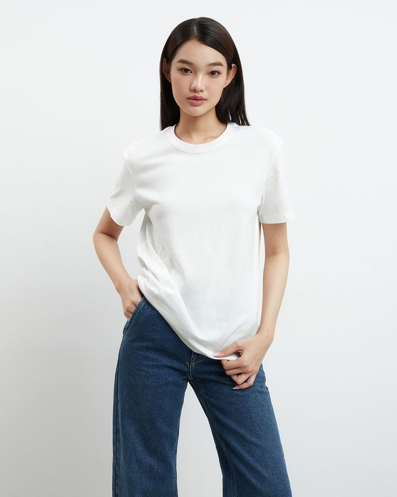 Áo Thun Trắng Boyfriend Tee - 100% Natural Cotton