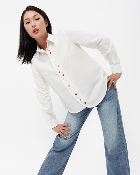 Áo sơ mi trắng Colored Buttons Shirt - White Cotton