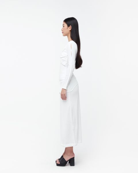 Rib Midi Skirt - White