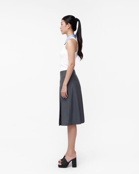 Midi Pleated Skirt - Cotton Grey