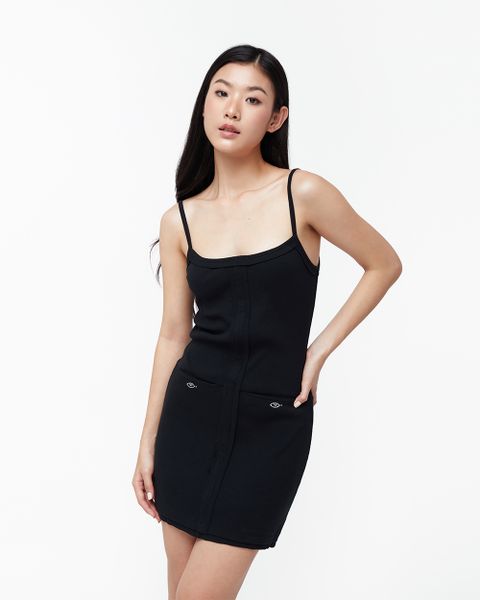 Rib Mini Dress - Black