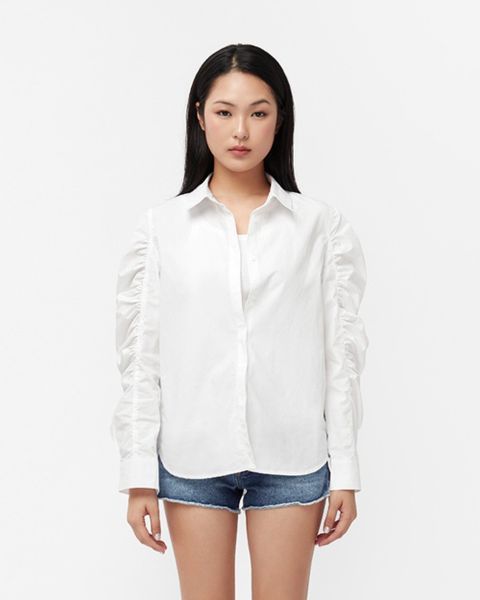 Áo sơ mi trắng White Double Ruched Shirt