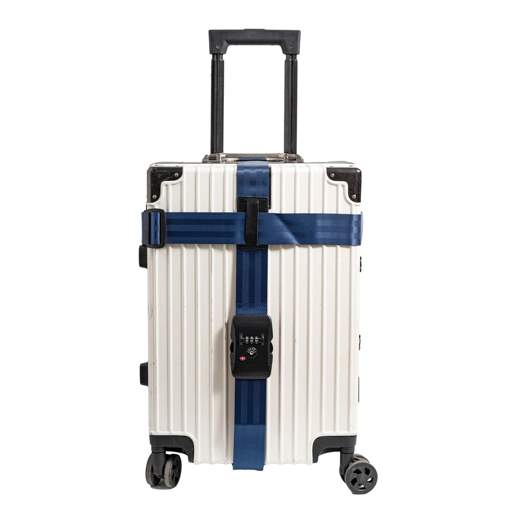 Dây đai vali loại chữ thập Go&Fly khóa số TSA007 cao cấp loại dày 1.5 mm xanh navy