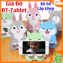 Giá đỡ Điện Thoại Tablet dạng Kệ Gỗ lắp Ghép Hình Thú Loại Mỏng