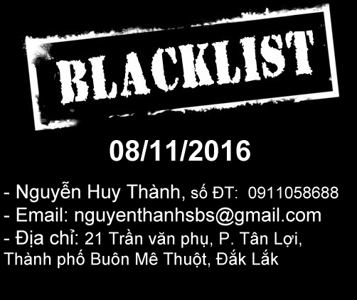 Blacklist : Nguyễn Huy Thành 0911058688 lừa đảo đặt hàng
