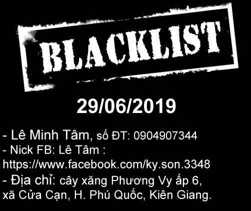 Blacklist : Lê Minh Tâm 0904907344 lừa đảo đặt hàng