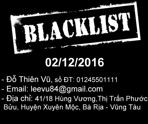 Blacklist : Đỗ Thiên Vũ 01245501111 lừa đảo đặt hàng