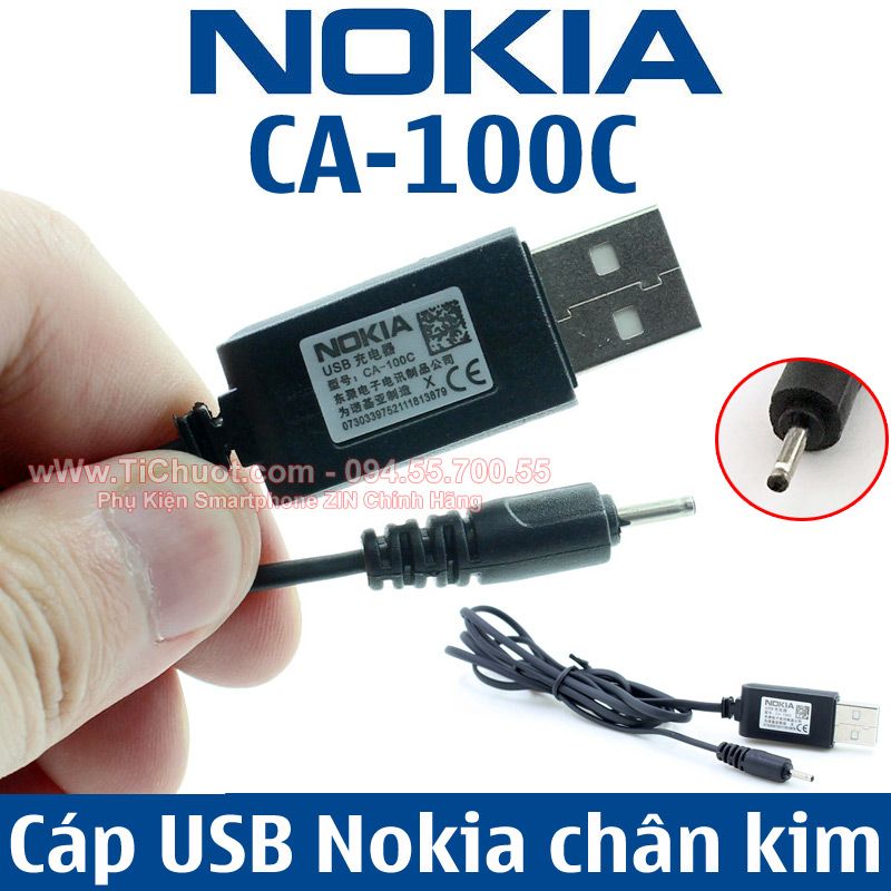 Cáp Nokia USB chân kim CA-100C dùng với Pin sạc dự phòng