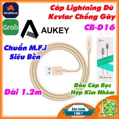 Cáp Lightning Aukey chuẩn MFi CB-D16 Nylon Braided Dây Dù Kevlar dài 1m2