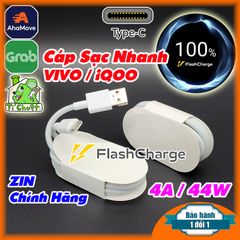 Cáp Sạc Nhanh Flash Charge 4A 44W VIVO / iQOO USB Type-C ZIN Chính Hãng