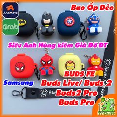 Bao Ốp Galaxy Buds FE/ Buds 2 Pro/ Buds 2/ Buds Live Silicon Búp Bê Siêu Anh Hùng kiêm Giá Đỡ ĐT