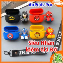 Bao Ốp AirPods Pro Silicon Dẻo Siêu Anh Hùng Marvel có Búp Bê kiêm Giá Đỡ ĐT