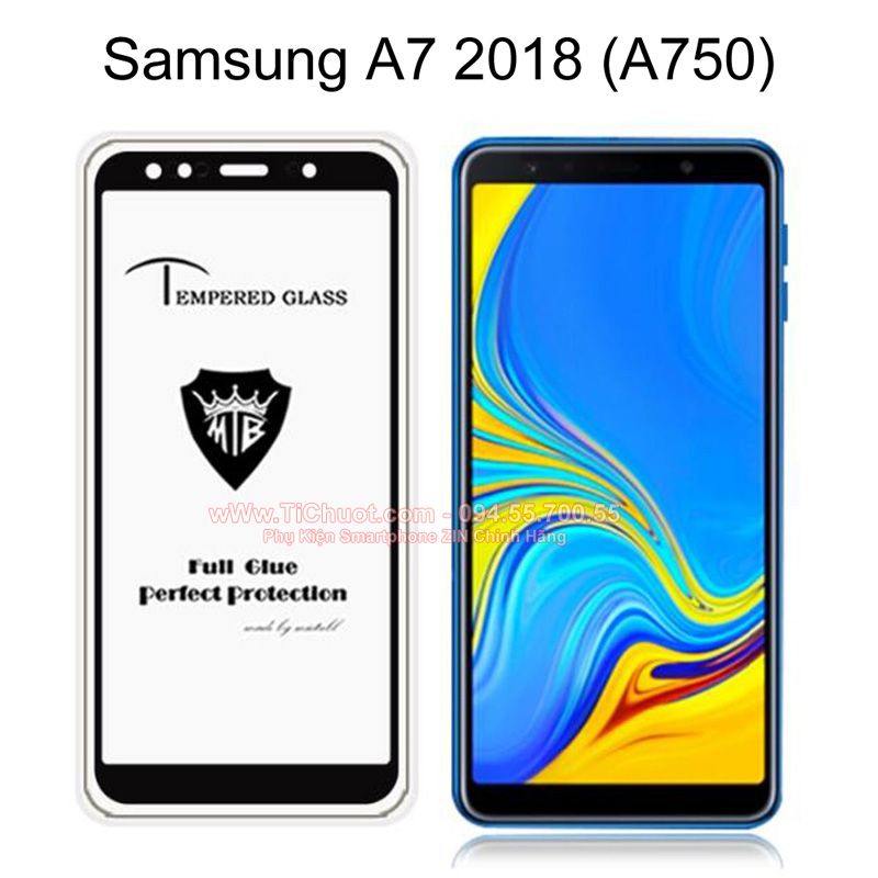 Kính CL Samsung A7 2018 FULL Màn,FULL KEO Silicon