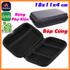 Bóp cứng loại to 18x11x4 cm đựng Phụ Kiện Pin DP,sạc cáp đi du lịch