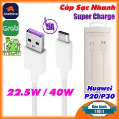 Cáp Sạc Siêu Nhanh  22.5W / 40W Super Charge 5A FULLBOX dùng cho Huawei P20/P30