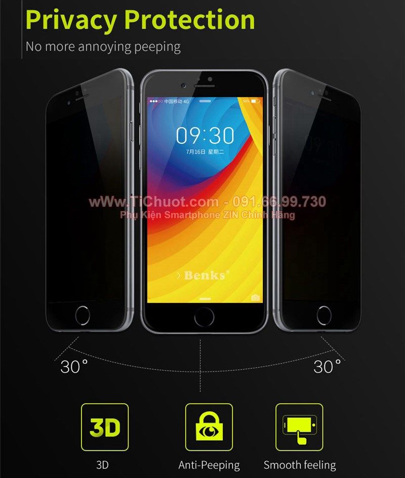Kính CL chống nhìn trộm FULL màn hình viền dẻo chống mẻ cạnh cho iPhone